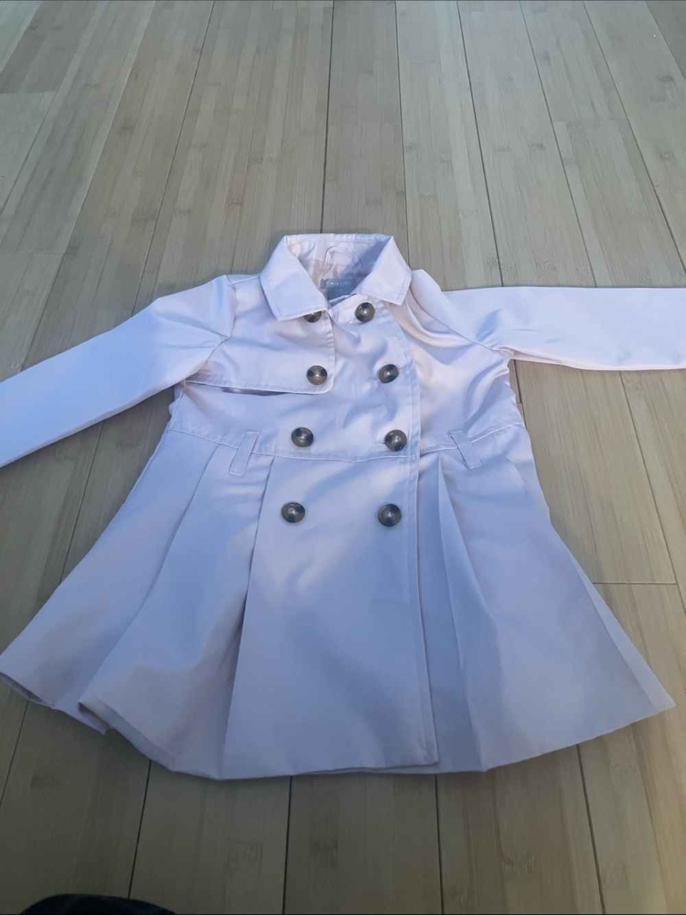 Tahari Girls' Light Pink Double-Breasted Pea Coat